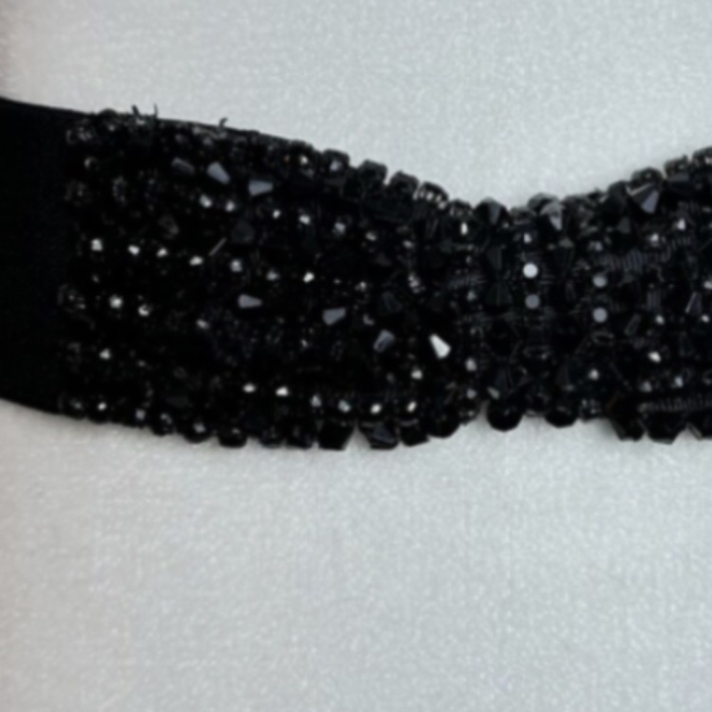 Elegant Black Beaded BCBG Max Azria Bow Belt size XS (2-4)